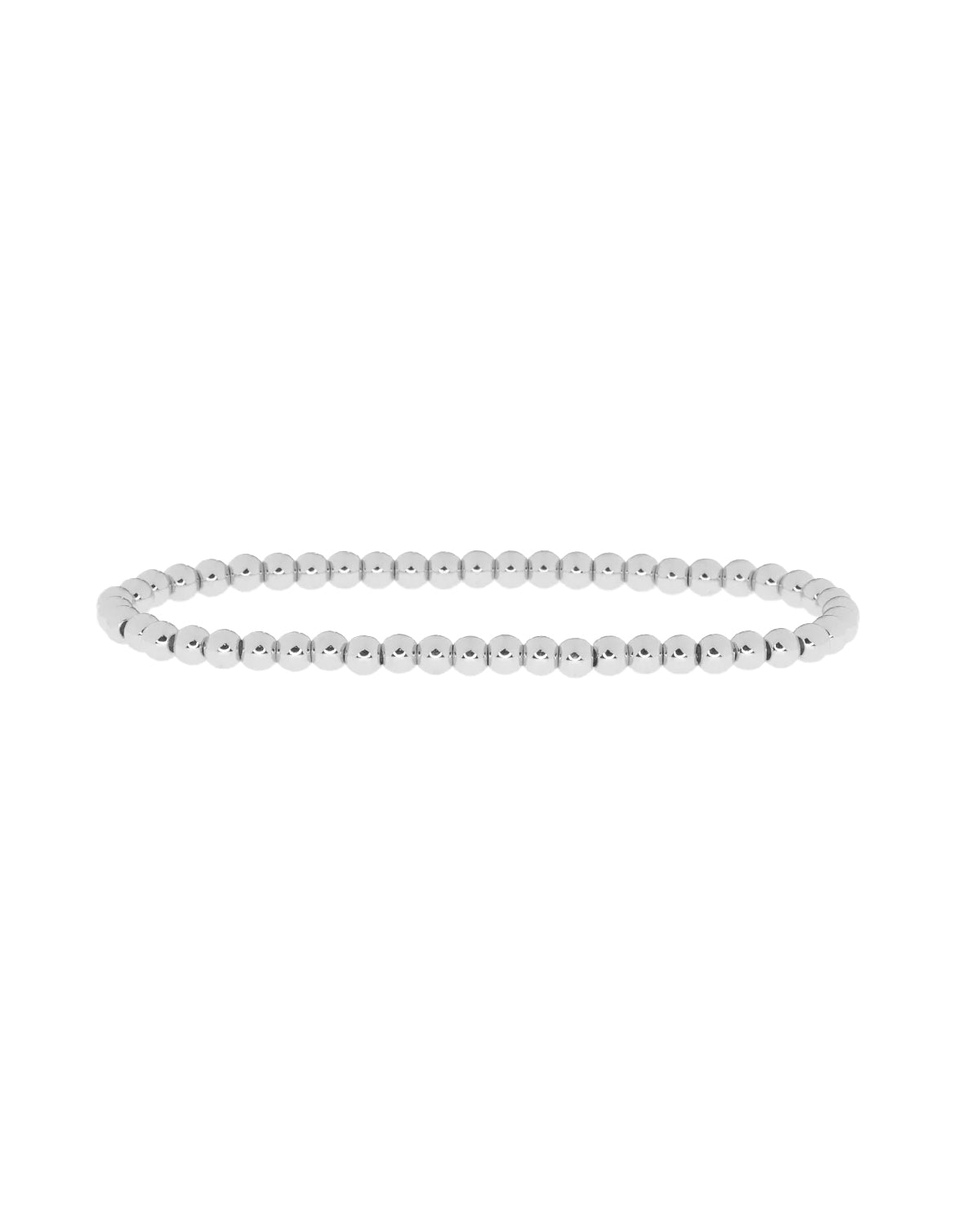 4 mm Metal Beaded Stretch Bracelet (Silver)