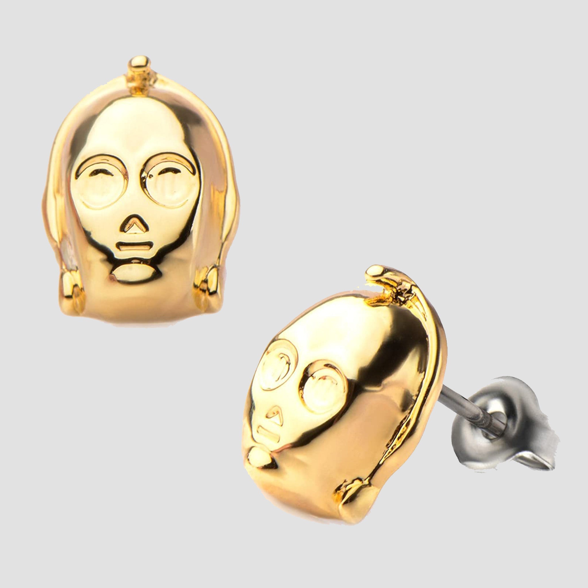 C-3PO Face (Star Wars) Gold Plated Earrings
