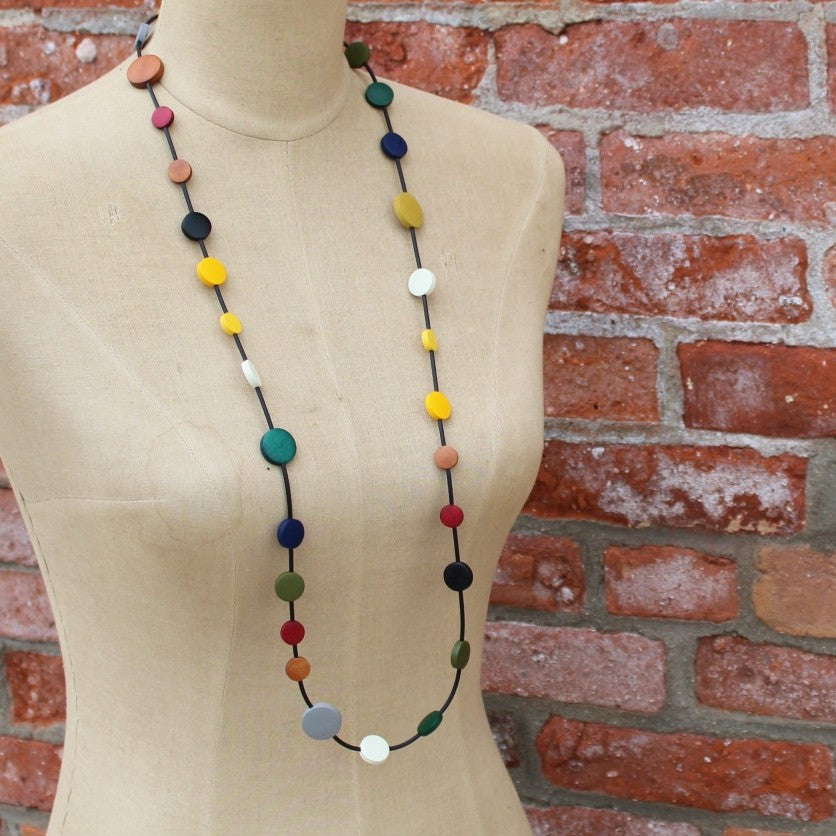 Black Rubber + Wood Necklace