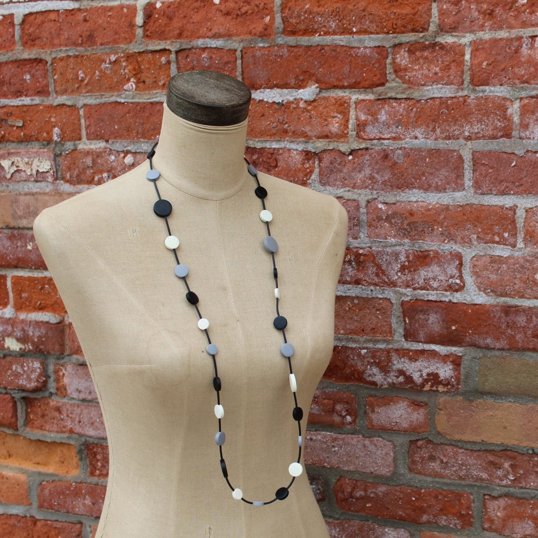 Black Rubber + Wood Necklace