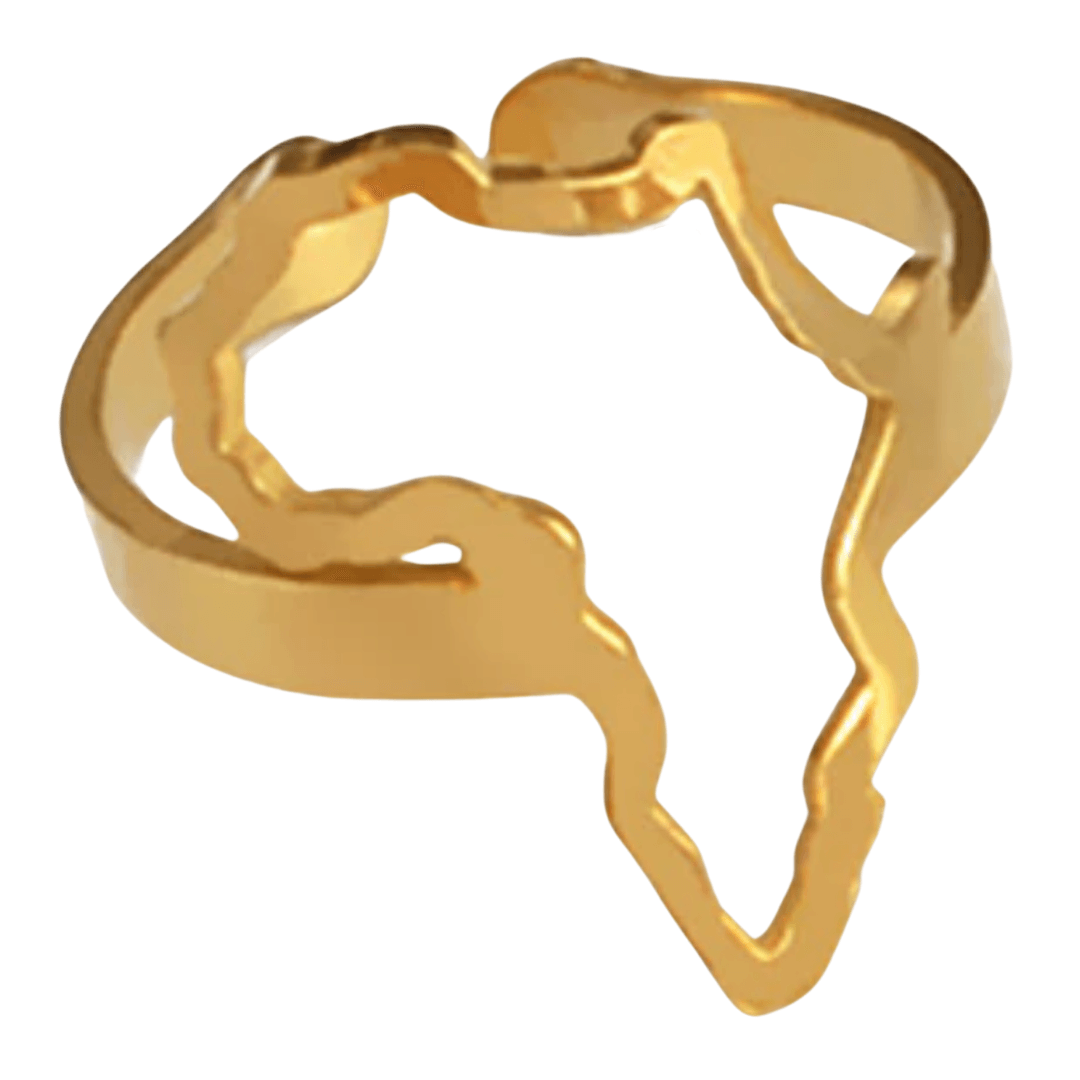 Adjustable Africa Outline Ring - 18K Gold Plated