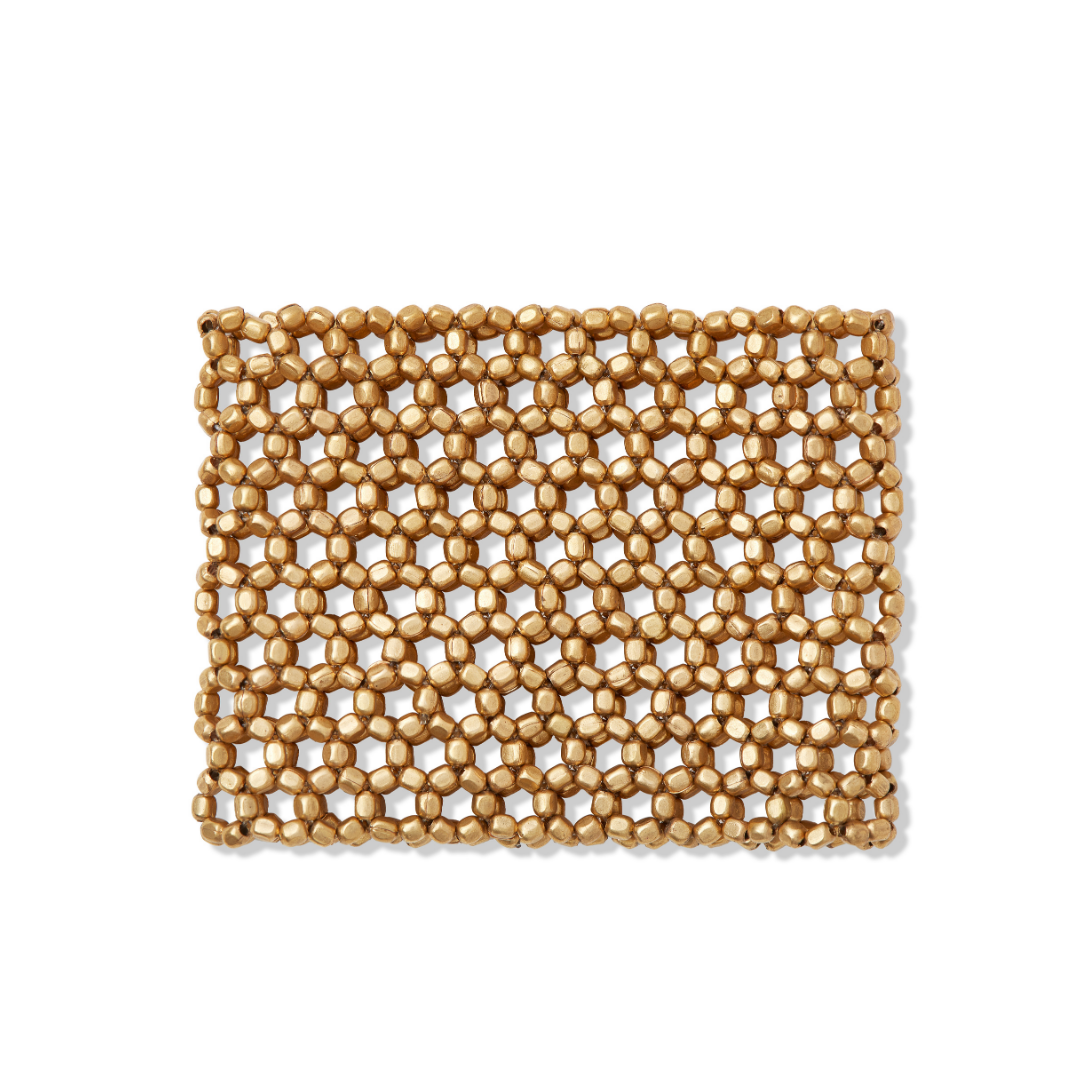 BEADED STRETCH BRASS BRACELET| JEWELRY