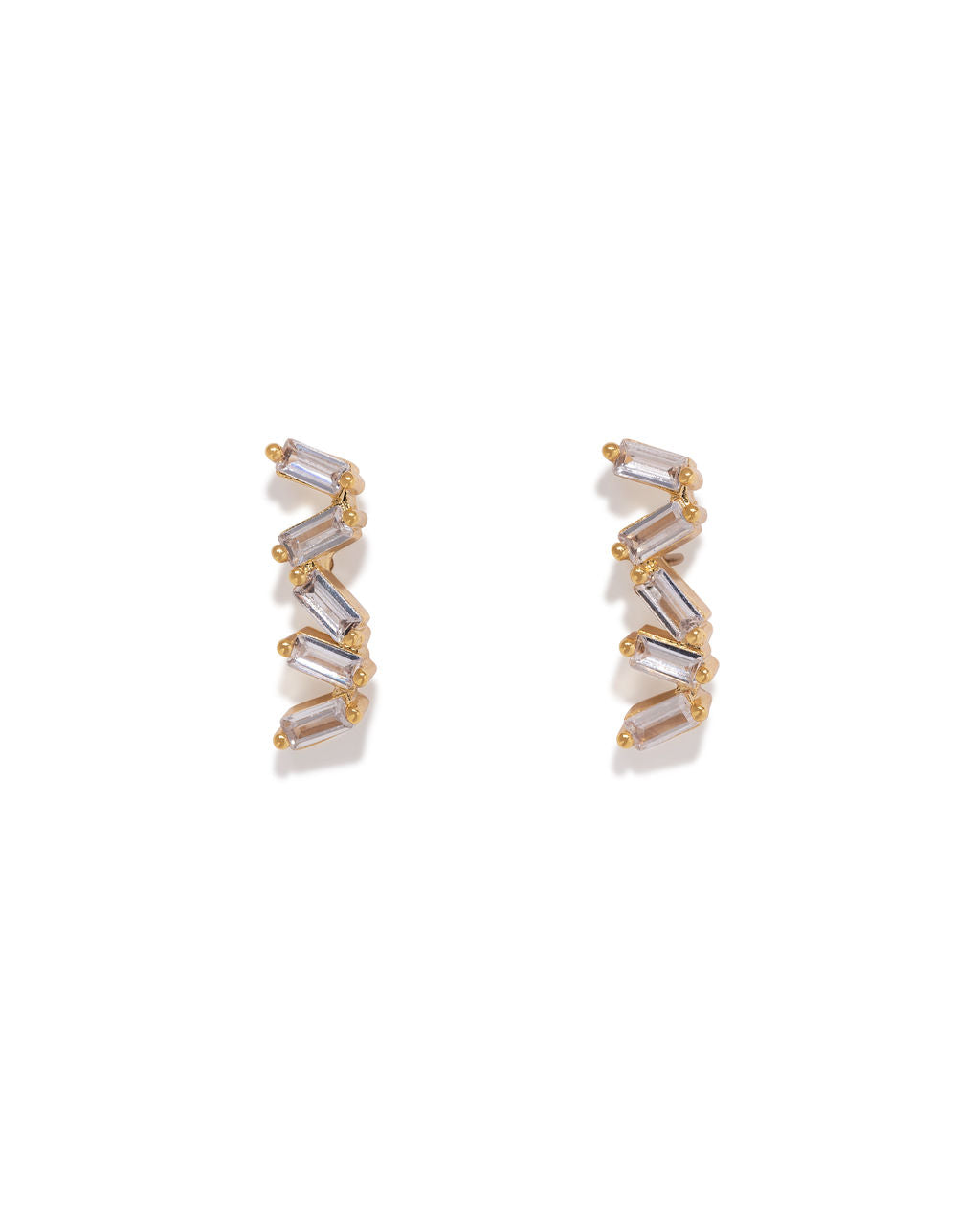 Gold % Baguette Bar Studs-2