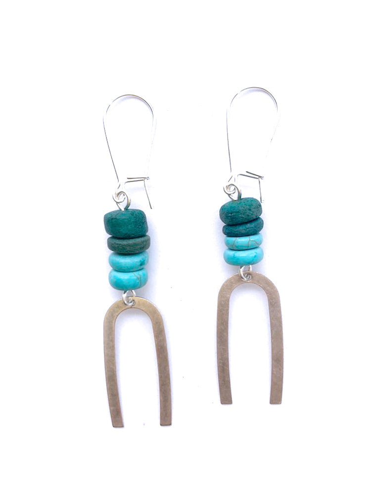 Blue Coco + Silver Arc Earrings