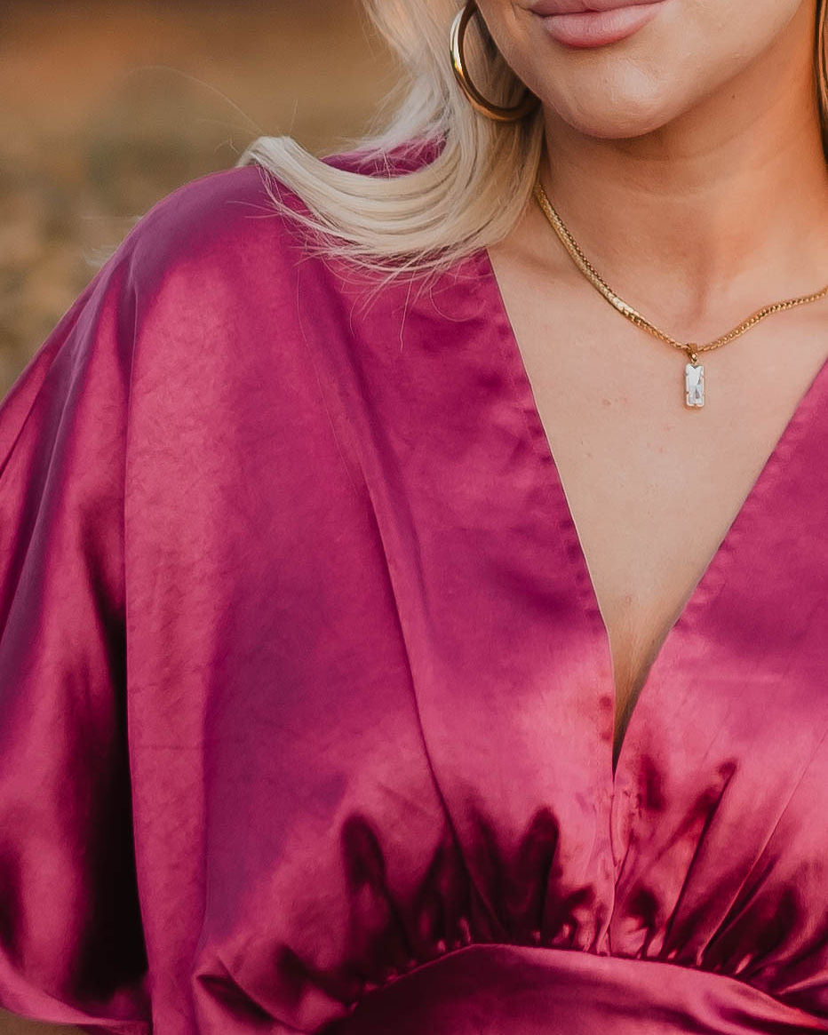 Cerise Rhinestone Pendant Necklace