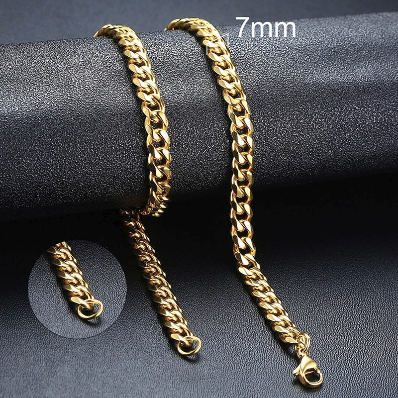 Chain Necklace for Men Women, Stainless Steel Curb Link Chain