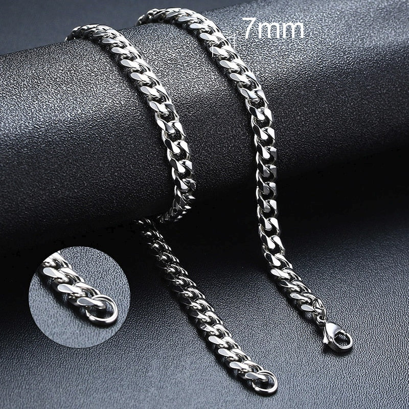 Chain Necklace for Men Women, Stainless Steel Curb Link Chain