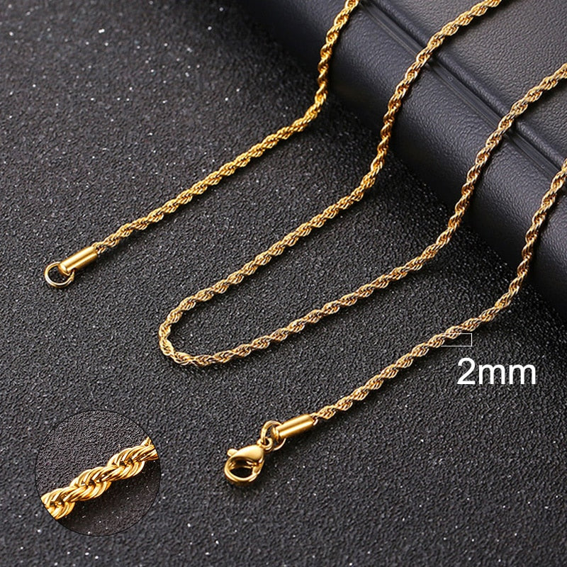 Chain Necklace for Men Women, Stainless Steel Curb Link Chain