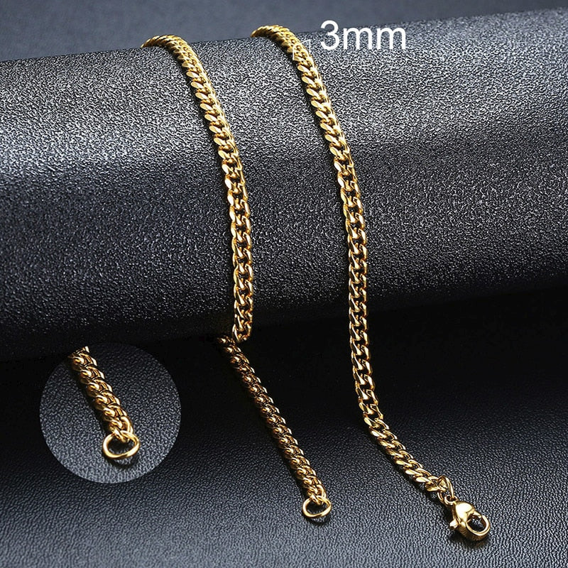 Chain Necklace for Men Women, Stainless Steel Curb Link Chain
