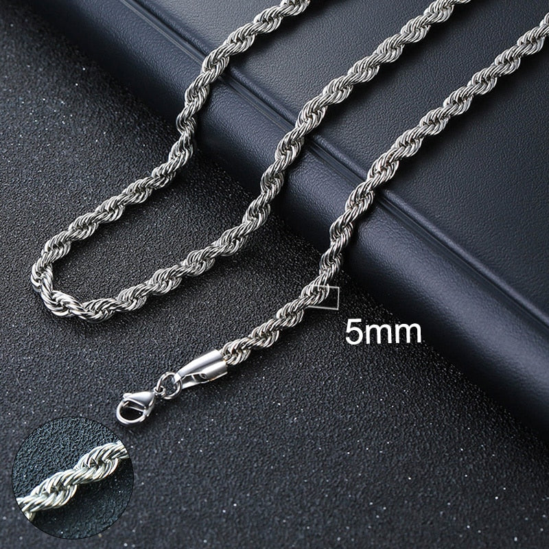 Chain Necklace for Men Women, Stainless Steel Curb Link Chain