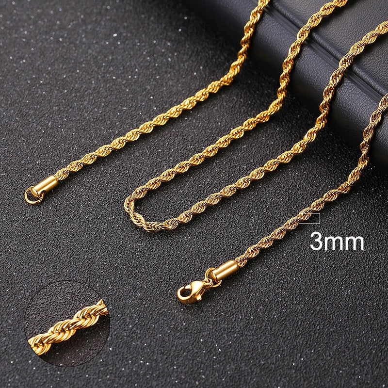 Chain Necklace for Men Women, Stainless Steel Curb Link Chain