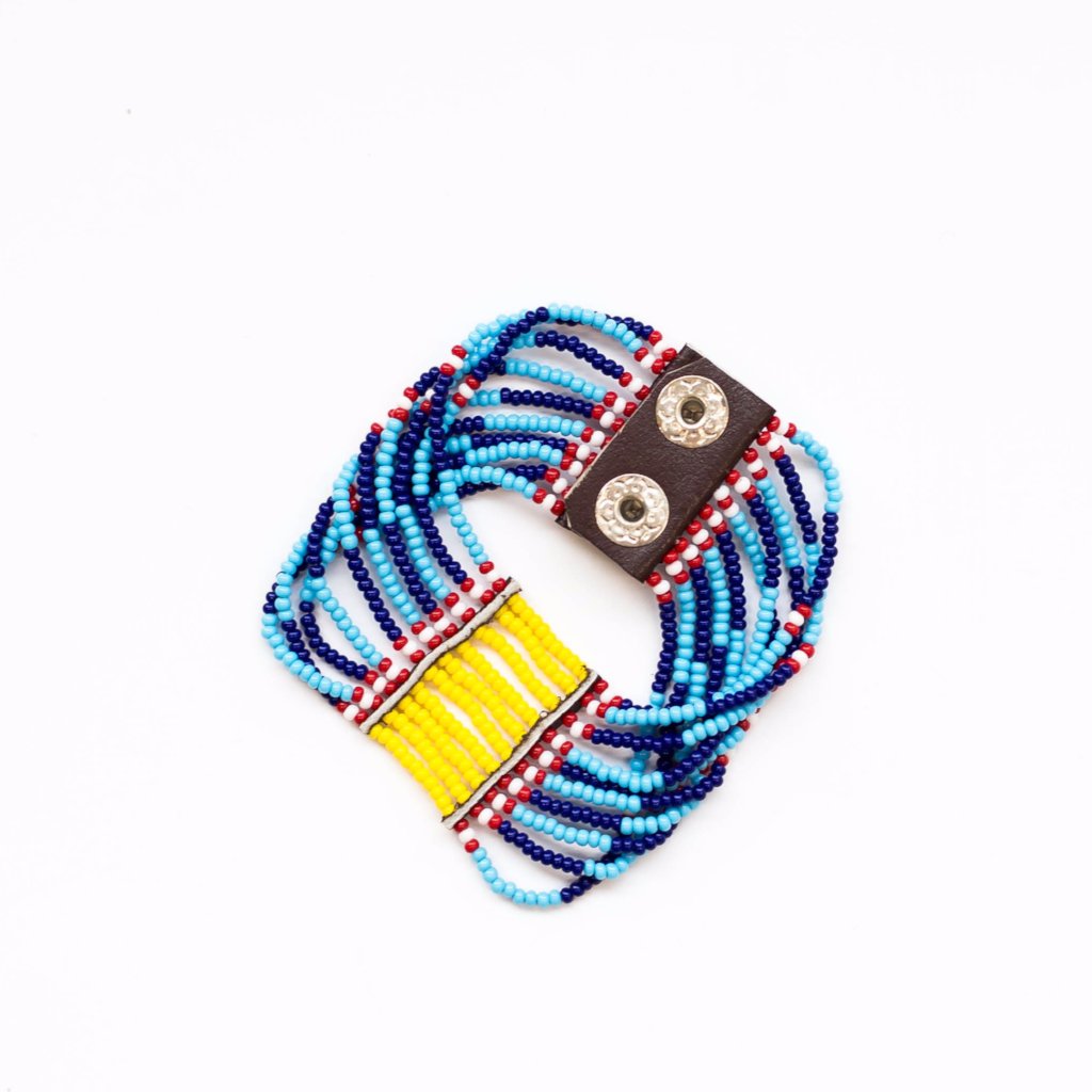 multi-color beaded cuff bracelet made in Kenya