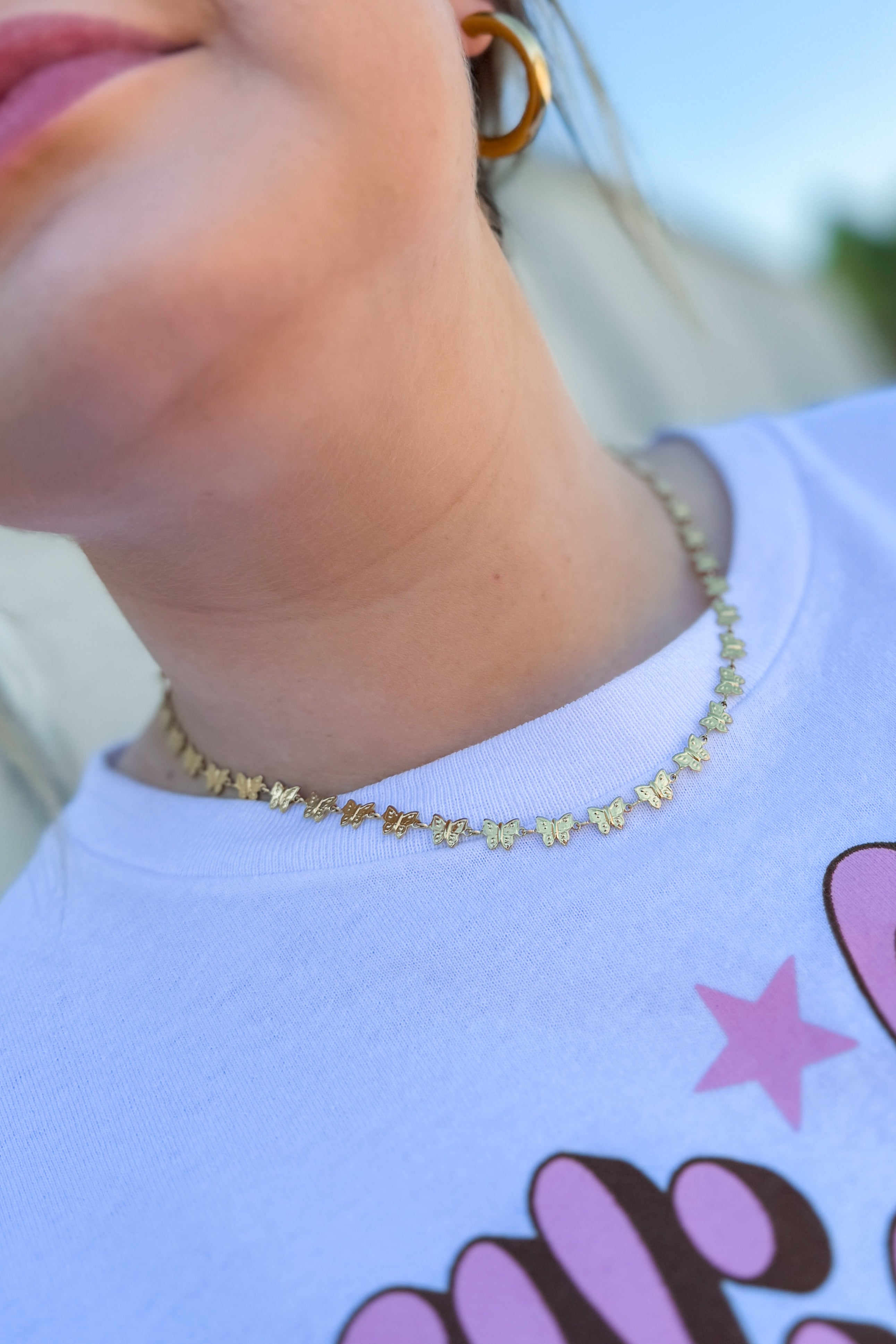 Butterfly Stacking Necklace, Gold