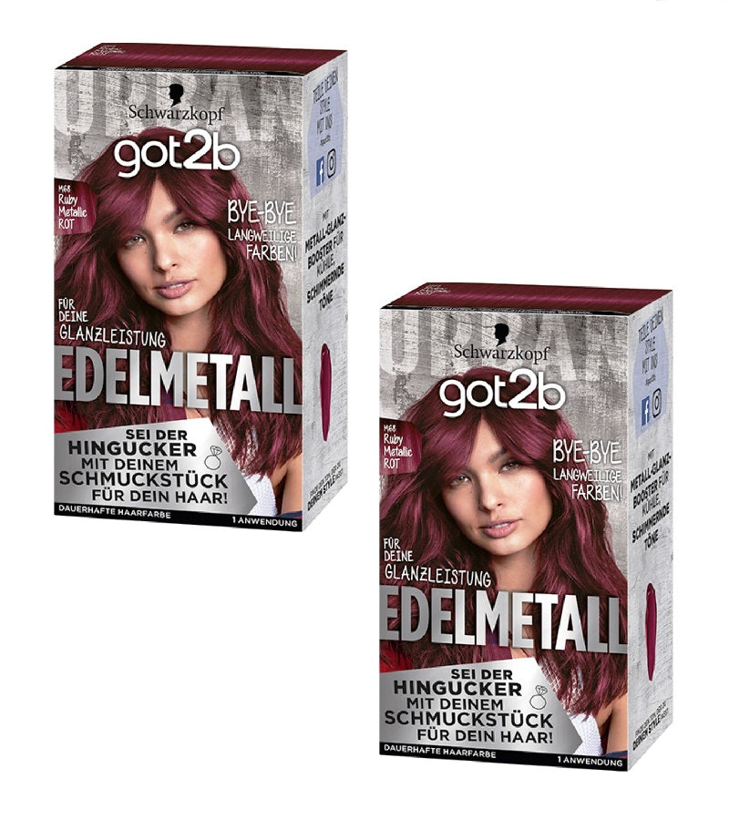 2xPack Schwarzkopf GOT2B Precious Metal M68 Ruby Metallic level 3