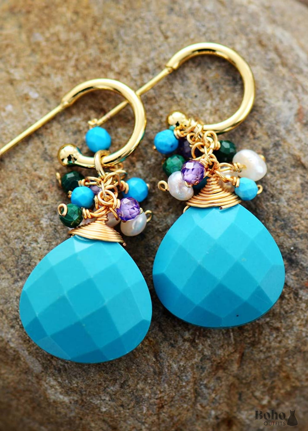 Boho Earrings Dangle Blue Amazonite Celebrate - Turquoise