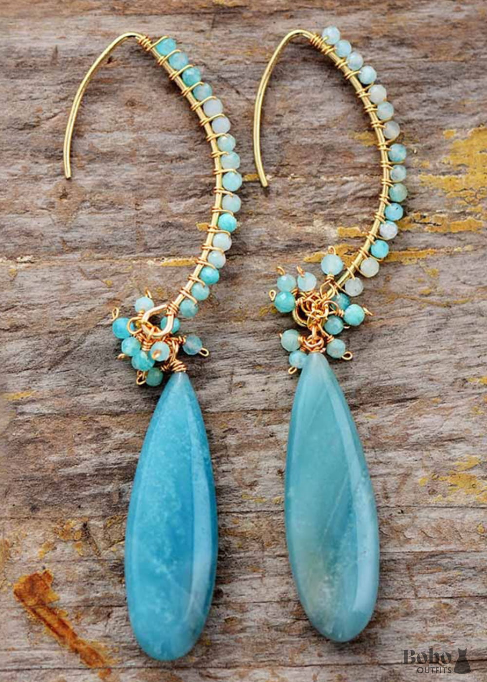 Boho Earrings Dangle Blue Amazonite Live Different - Jewelry