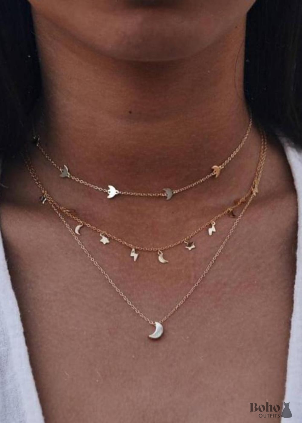Boho Gold Necklaces Set Lunar Phoenix - Jewelry