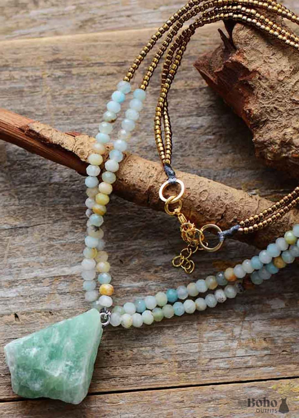 Boho Necklace Bijou Amazonite Beaded Choker - Jewelry