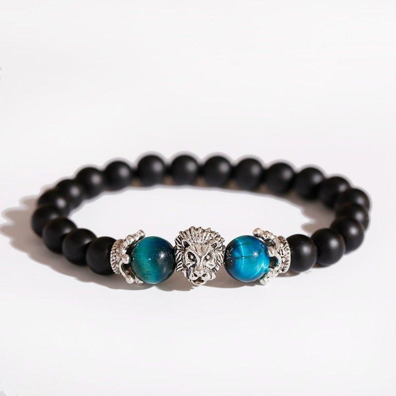 Classic Crown Lion Onyx Stone Handmade Bracelet - Animal Amity
