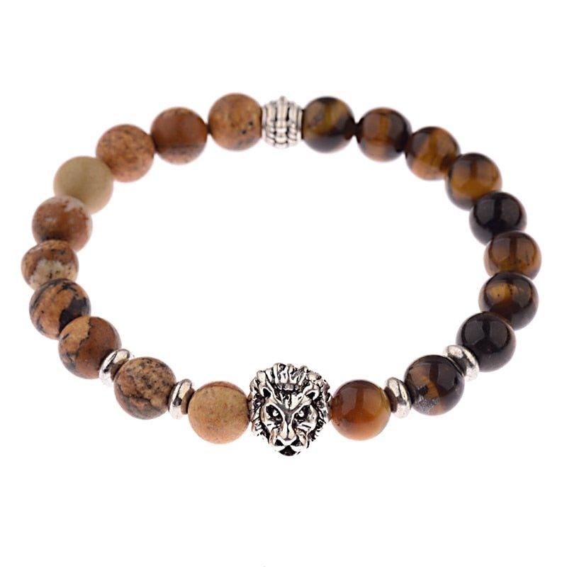 Classic Crown Lion Onyx Stone Handmade Bracelet - Animal Amity