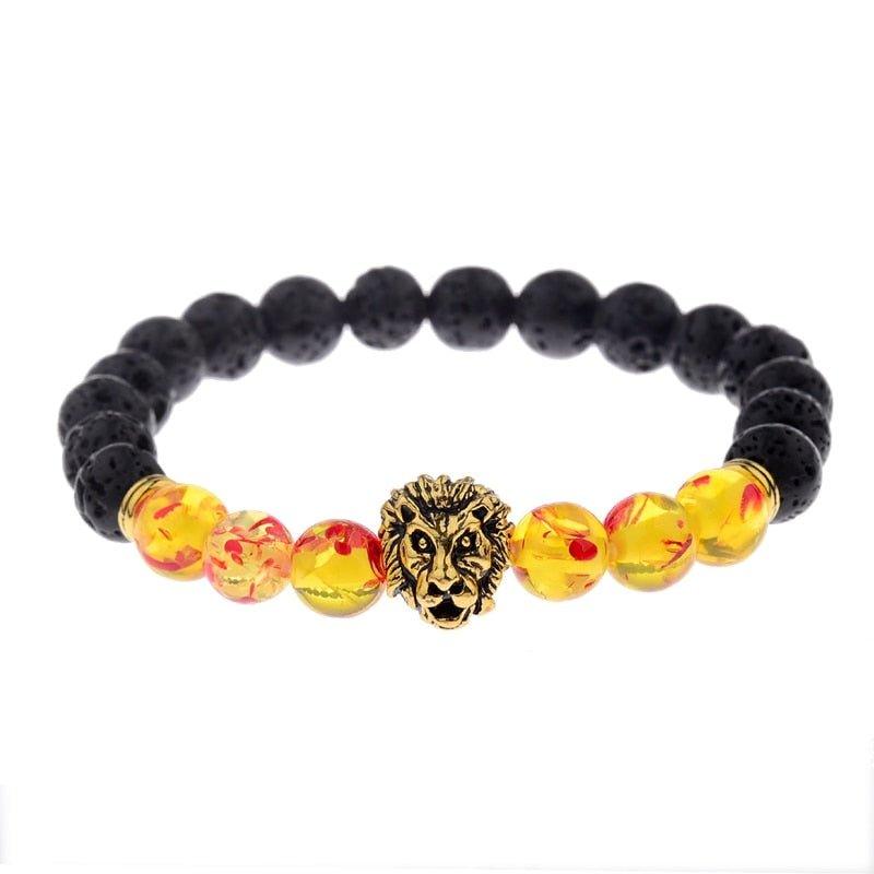 Classic Crown Lion Onyx Stone Handmade Bracelet - Animal Amity