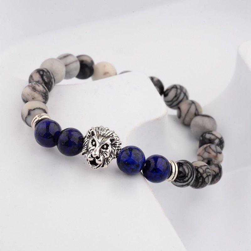 Classic Crown Lion Onyx Stone Handmade Bracelet - Animal Amity