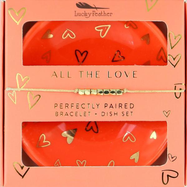 LUCKY FEATHER JEWELRY LOVE Bracelet & Dish Set