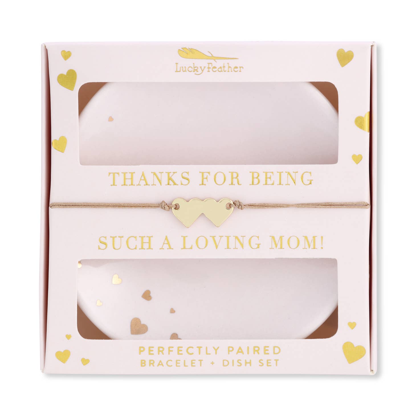 LUCKY FEATHER JEWELRY MOTHER OF THE BRIDE Bracelet & Dish Set