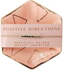 LUCKY FEATHER JEWELRY POSITIVE DIRECTIONS Bracelet & Dish Set