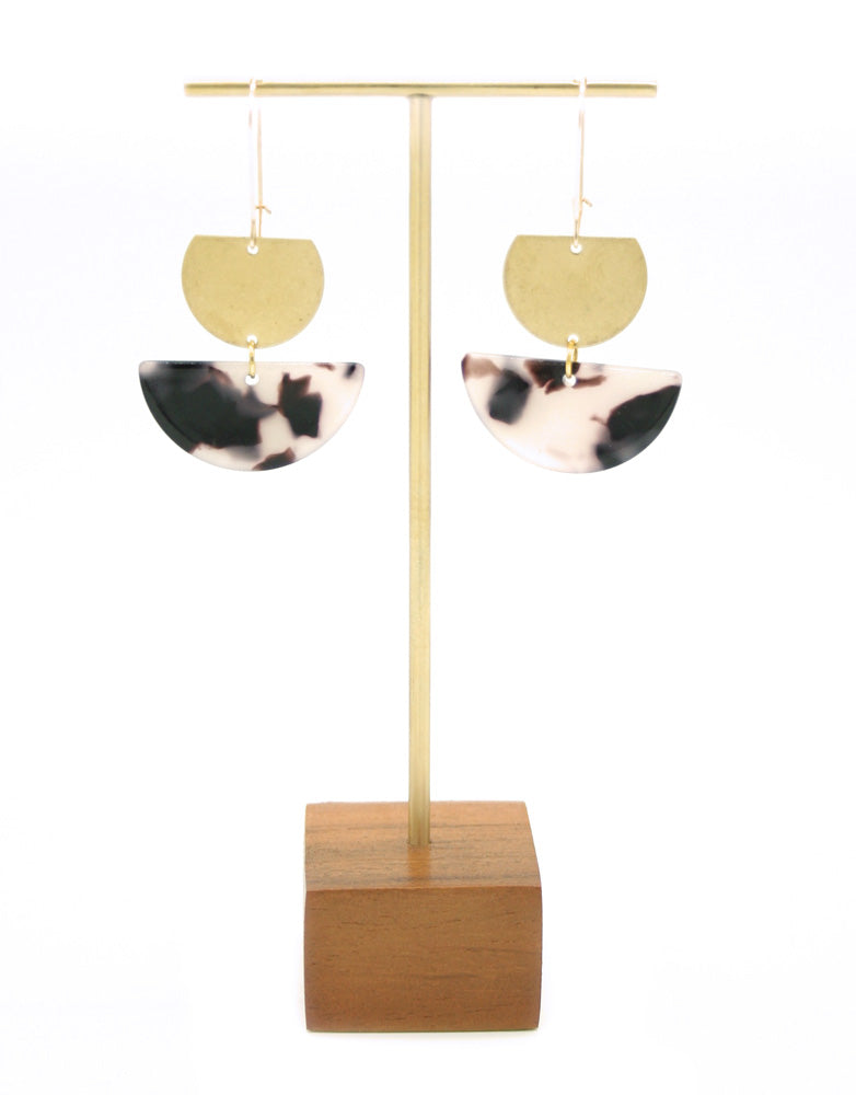 Brass Semi Circle + Resin Earrings